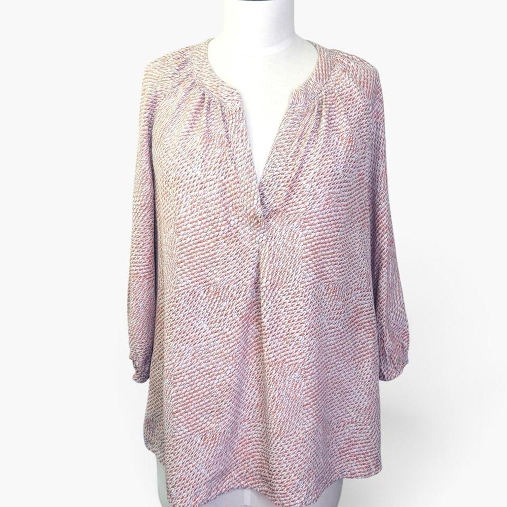Joie silk orange and white abstract pattern blouse in size S